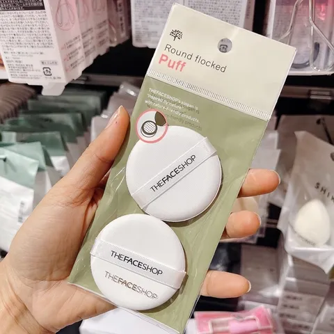 Bông Phấn Phủ The Face Shop TFS - Set 2 Miếng Hàn Quốc - Bông mềm mịn cho trang điểm tự nhiên và mịn màng