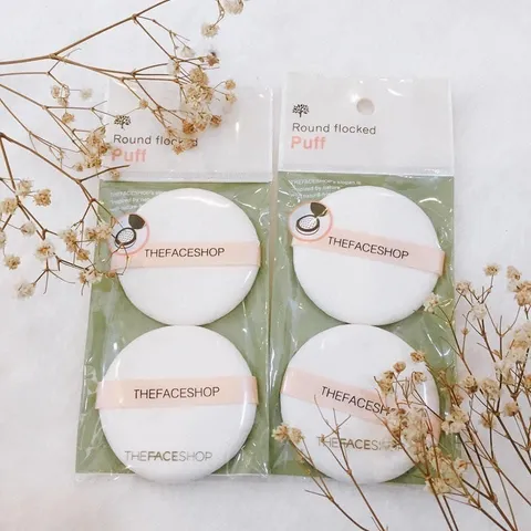 Bông Phấn Phủ The Face Shop Hàn Quốc - Set 2 Miếng Mềm Mại, Tán Phấn Đồng Đều, Dễ Dàng Mang Theo, Trang Điểm Hằng Ngày