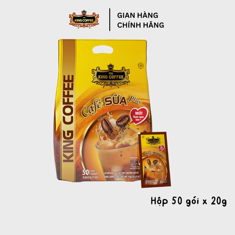 Cà Phê Sữa Plus Hòa Tan 3IN1 King Coffee - Gói 50 gói x 20g - Hương Vị Cà Phê Sữa Việt Nam Chính Hiệu