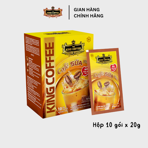 Cà Phê Sữa Hòa Tan 3IN1 KING COFFEE - Hộp 10 Gói x 20g, Vị Nguyên Chất Việt Nam, Thưởng Thức Nóng Lạnh