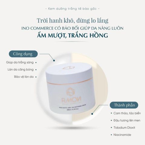 Kem Dưỡng Trắng Da Body Tế Bào Gốc Rmon White Cream 200ml - Làm Sáng Da, Mờ Thâm Nâu, Chất Kem Mượt Mà, Hàn Quốc Chất Lượng Cao