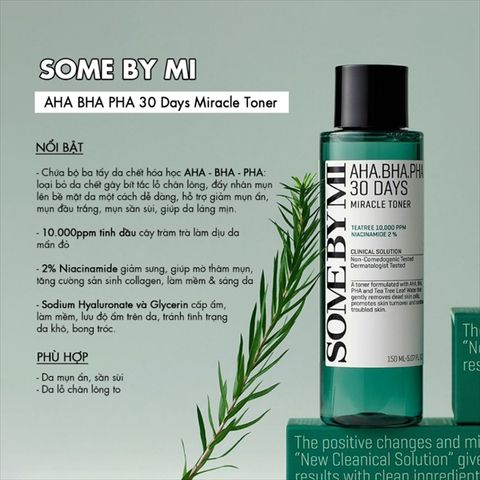 Nước Hoa Hồng AHA-BHA-PHA 30 Days Miracle Toner 150ml - Giúp Làm Sạch Da, Ngăn Mụn, Phù Hợp Mọi Loại Da - Chính Hãng Some By Mi
