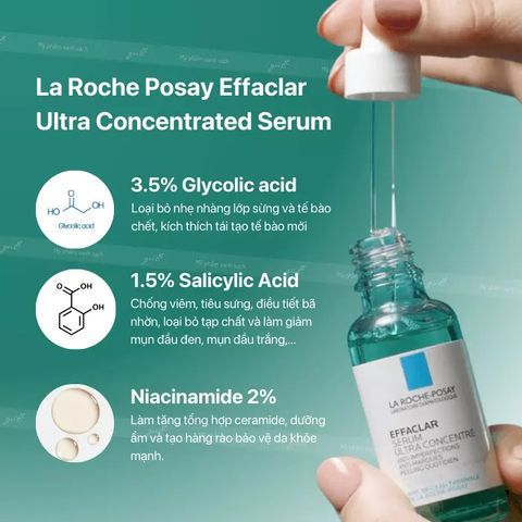 Serum La Roche Posay Effaclar Ultra Concentre 30ml - Serum Tái Tạo Da và Giảm Mụn, Dưỡng Ẩm, Phục Hồi Da Nhờn hiệu quả
