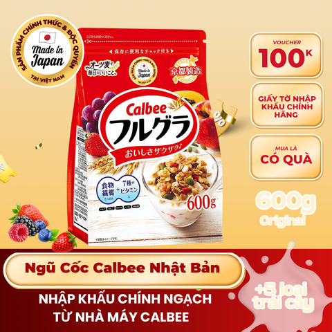 Ngũ Cốc Calbee Nhật Bản 600g Đỏ - Ngũ Cốc Dinh Dưỡng Nhiều Trái Cây, Thực Phẩm Ăn Sáng Tốt Cho Sức Khỏe