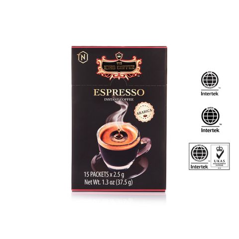 Cà Phê Đen Hòa Tan Espresso KING COFFEE - Hộp 15 Gói 2.5g - Cà Phê Arabica Nguyên Chất, Hương Vị Đậm Đà Ý