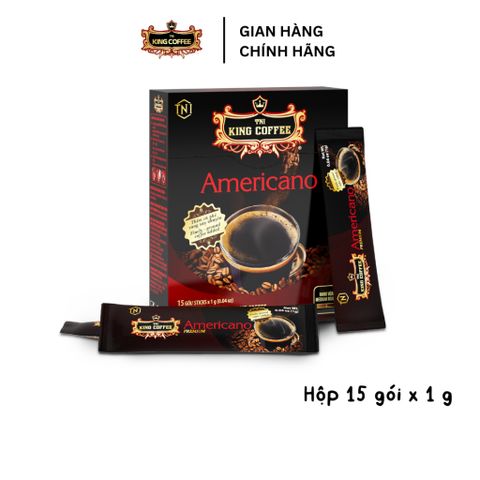 Cà Phê Hòa Tan Americano Cao Cấp King Coffee - Hộp 15 Gói x 1g, Hương Vị Dịu Nhẹ Thơm Ngon, Nạp Năng Lượng Mỗi Ngày