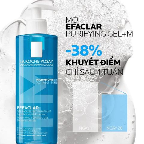 Sữa Rửa Mặt La Roche-Posay Effaclar Gel 400ml - Gel Làm Sạch Sâu Cho Da Dầu Mụn, Kiểm Soát Dầu, Giảm Mụn Đầu Đen Chính Hãng