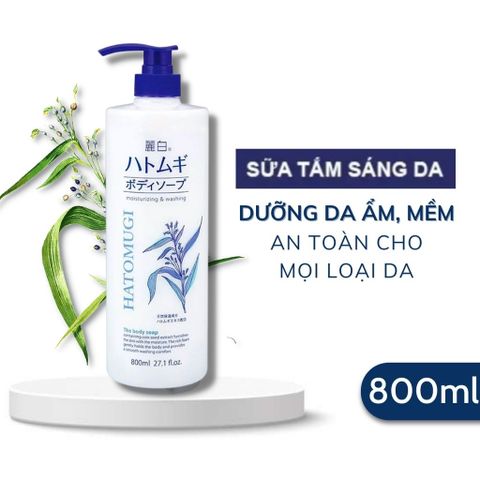 Sữa Tắm Hatomugi Reihaku Kumano 800ml - Dưỡng Ẩm Trắng Da Chiết Xuất Ý Dĩ Nhật Bản, Làm Sạch Dịu Nhẹ, Cho Da Mềm Mại, Sáng Mượt 608741