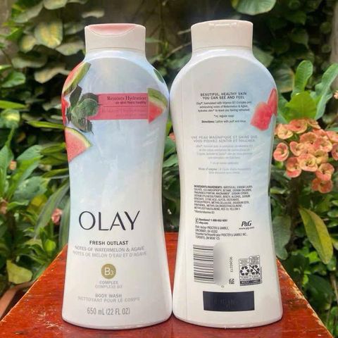 Sữa Tắm Olay Fresh Outlast Watermelon & Agave 650ml - Mát Lạnh, Dễ Chịu, Cho Làn Da Tươi Mát và Sảng Khoái