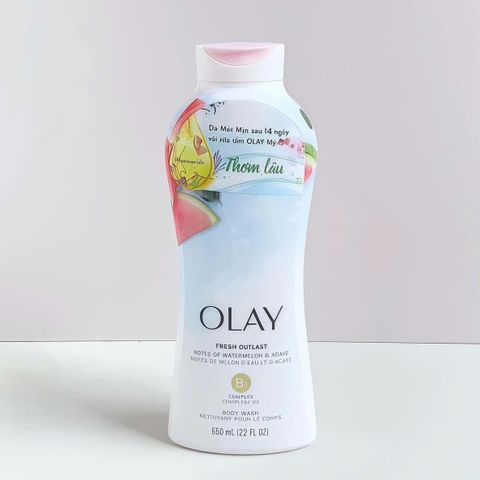 Sữa Tắm Olay Fresh Outlast Watermelon & Agave 650ml - Mát Lạnh, Dễ Chịu, Cho Làn Da Tươi Mát và Sảng Khoái