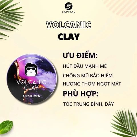 Sáp Vuốt Tóc Nam Volcanic Clay 80g - Giữ Nếp 24h Chính Hãng, Chất Liệu Tự Nhiên, Phong Cách Nam Tính, Dễ Tạo Kiểu