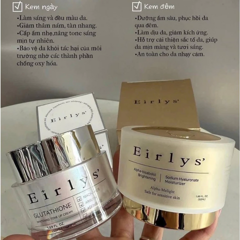 Kem Dưỡng Trắng Da Tone Up Eirlys' Glutathione 50ml – Vitamin C, Arbutin, Dưỡng ẩm, Da Mịn Màng, Rạng Rỡ Hàng Ngày