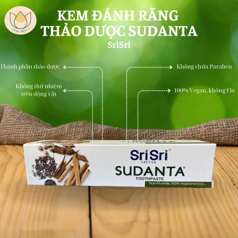 Kem Đánh Răng Thảo Mộc Sudanta Sri Sri 100g - Giảm Vôi Răng, Ngăn Ngừa Sâu Răng và Hôi Miệng, An Toàn Cho Men Răng, Không Chứa Flo