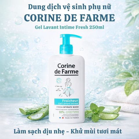 Dung Dịch Vệ Sinh Phụ Nữ Corine De Farme Fresh 250ml - Làm Sạch Nhẹ Nhàng, Cân Bằng pH, Tạo Cảm Giác Tươi Mát, An Toàn Cho Da Nhạy Cảm