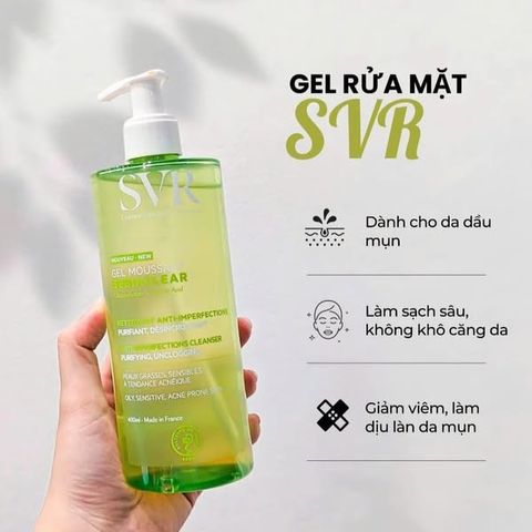 Sữa Rửa Mặt SVR Sebiaclear Gel Moussant 400ml - Cho Da Dầu, Mụn, Nhạy Cảm, Làm Sạch Dịu Nhẹ, Chống Thấm Nước Chính Hãng từ Pháp