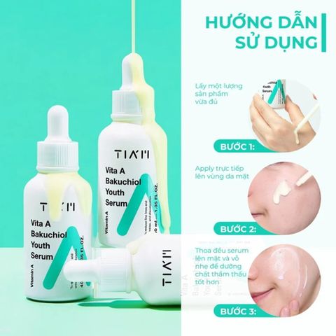 Tinh Chất Dưỡng Da Ngừa Lão Hóa Tiam Vita A Bakuchiol Youth Serum 40ml - Serum Chất Lượng Cao Từ Hàn Quốc, Giúp Trẻ Hóa Làn Da