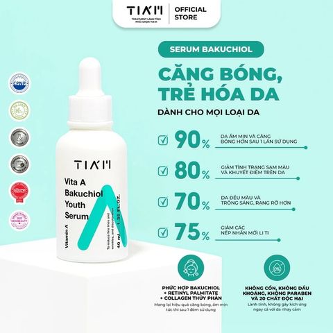 Tinh Chất Dưỡng Da Ngừa Lão Hóa Tiam Vita A Bakuchiol Youth Serum 40ml - Serum Chất Lượng Cao Từ Hàn Quốc, Giúp Trẻ Hóa Làn Da