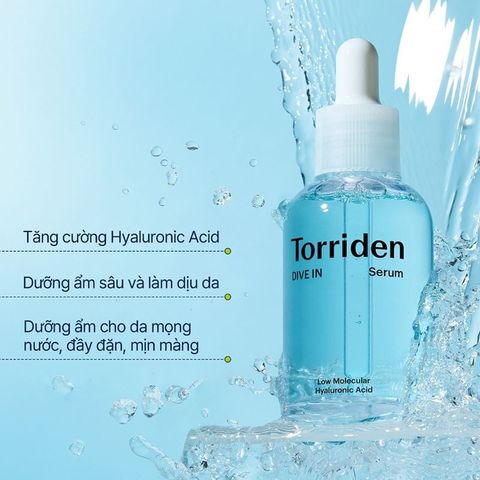 Serum Torriden Dive-In 50ml - Serum Cấp Nước Phục Hồi Da, Dưỡng Ẩm Sâu, Cho Da Căng Bóng, Mềm Mịn, Phù Hợp Với Mọi Loại Da Chính Hãng