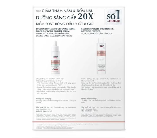 Tinh chất Eucerin Spotless Brightening Booster Serum 30ml - Dưỡng sáng da, giảm thâm nám, phục hồi làn da rạng rỡ, chính hãng