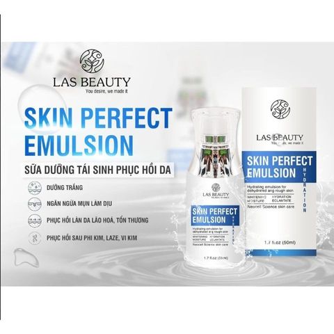 Kem Dưỡng Trắng Da Rong Nho Nhật Bản Las Beauty Skin Perfect Emulsion 50ml - Sáng Mịn, Cung Cấp Độ Ẩm, Phục Hồi Da Tươi Trẻ