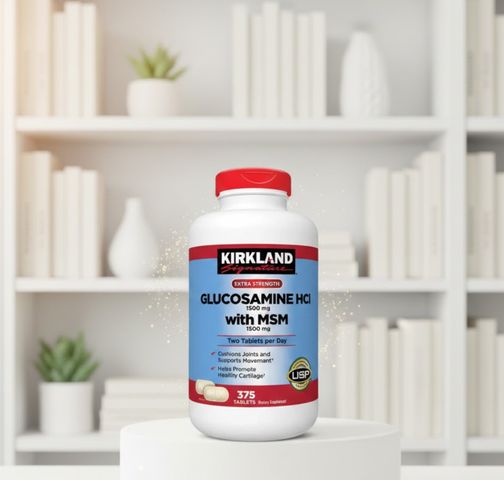 (100 viên) Viên Uống Bổ Sung Kirkland Signature Glucosamine HCL 1500mg & MSM 1500mg - Chăm Sóc Xương Khớp, 375 Viên Mỹ chính hãng