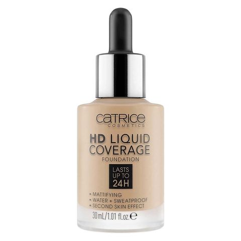 Kem nền Catrice HD Liquid Coverage Foundation 010 - Che phủ hoàn hảo, lớp nền mỏng nhẹ, giữ màu 24h, chống nắng SPF 25 chính hãng