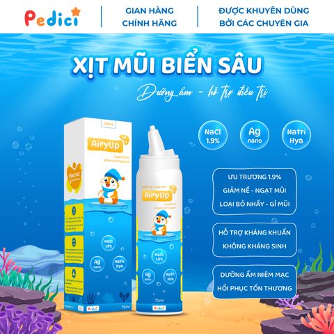 Xịt mũi AiryUp 1.9% - Dưỡng Ẩm Ưu Trương Nano Bạc - B.O.V 75ml - Vệ Sinh Mũi Họng Cho Trẻ Em Và Người Lớn