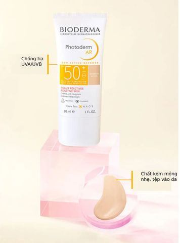 Kem Chống Nắng Bioderma Photoderm AR SPF50+ 30ml - Dưỡng Ẩm, Bảo Vệ Da Nhạy Cảm, Chống Tia UV, Chất Lượng Cao Từ Pháp