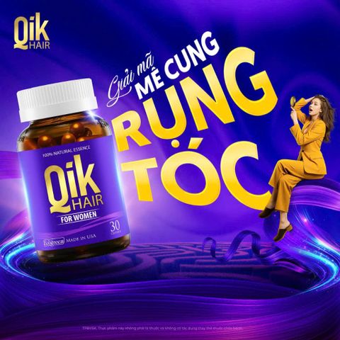 Viên uống QIK HAIR - Giúp Bảo Vệ và Phục Hồi Tóc Hư Tổn - Hỗ trợ chăm sóc tóc hiệu quả, Hộp 30 Viên chính hãng Mỹ