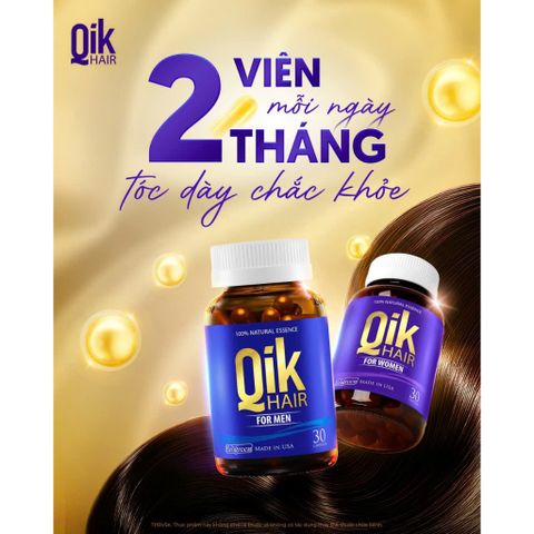 Viên uống QIK HAIR - Giúp Bảo Vệ và Phục Hồi Tóc Hư Tổn - Hỗ trợ chăm sóc tóc hiệu quả, Hộp 30 Viên chính hãng Mỹ
