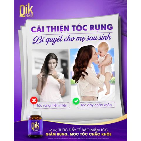 Viên uống QIK HAIR - Giúp Bảo Vệ và Phục Hồi Tóc Hư Tổn - Hỗ trợ chăm sóc tóc hiệu quả, Hộp 30 Viên chính hãng Mỹ