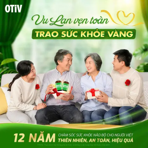 Viên uống Bổ não OTiV - Hỗ trợ trí nhớ, tăng cường tuần hoàn não - Combo 2 hộp 60 viên tặng hộp 15 viên chính hãng