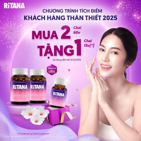 Viên uống trắng da RiTANA - Hỗ trợ làm mờ thâm nám, chống lão hóa - Combo 2 hộp 60 viên + 1 hộp 15 viên