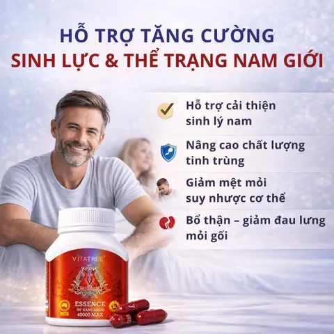 Viên Uống Vitatree Essence Of Kangaroo 40000 Max - Hỗ Trợ Sức Khỏe Nam Giới Tăng Cường Thể Lực và Bồi Bổ Cơ Thể - 100 Viên