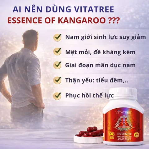 Viên Uống Vitatree Essence Of Kangaroo 40000 Max - Hỗ Trợ Sức Khỏe Nam Giới Tăng Cường Thể Lực và Bồi Bổ Cơ Thể - 100 Viên