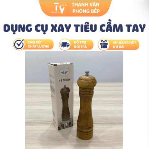 Dụng cụ xay tiêu cầm tay sang trọng gỗ 26.5cm - Tiện lợi cho nhà bếp, dụng cụ gia dụng cao cấp, bằng chất liệu gỗ tự nhiên (TV1483)