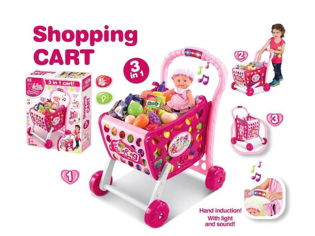 Đồ Chơi Xe Đẩy Mua Sắm Siêu Thị 008-902 3in1 Cart Kids Shopping, Có Đèn Và Âm Thanh (Shop Tặng Kèm Pin)