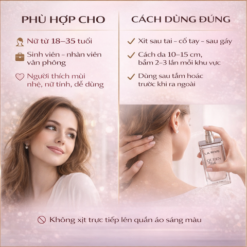 Nước Hoa Nữ La Rive Queen of Life 90ml - Eau de Parfum Hương Ngọt Tươi Sáng, Phong Cách Nữ Tính, Dùng Hằng Ngày