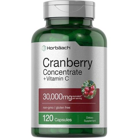 120 Viên uống Horbaach Cranberry Concentrate + Vitamin C 30,000mg - Hỗ trợ sức khỏe đường tiết niệu và tăng cường miễn dịch, Mỹ
