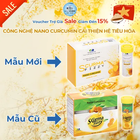 Viên Sủi Dạ Dày Scurma Fizzy Elepharma - Hộp 2 Tuýt 20 Viên Chính Hãng, Hỗ Trợ Tiêu Hóa, Chứa Nano Curcumin, Giảm Trào Ngược Dạ Dày