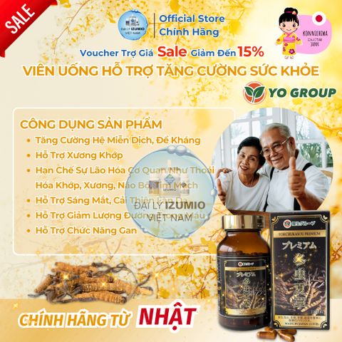 Viên Uống Đông Trùng Hạ Thảo Tohchukasou Premium - Tăng Cường Sức Khỏe và Sinh Lực, Nhập Khẩu Chính Hãng Nhật Bản, 180 Viên