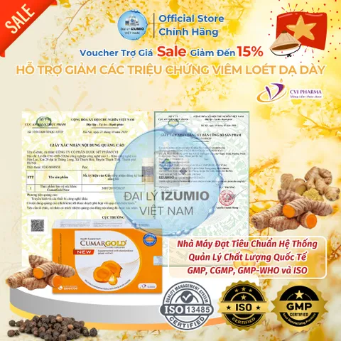 Viên Uống Hỗ Trợ Giảm Viêm Loét Dạ Dày CumarGold New - 30 Viên - Chính Hãng & Xuất Kèm VAT 8%