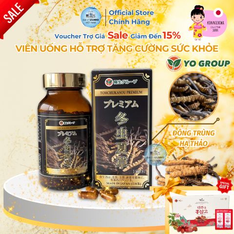 Viên Uống Đông Trùng Hạ Thảo Tohchukasou Premium - Tăng Cường Sức Khỏe và Sinh Lực, Nhập Khẩu Chính Hãng Nhật Bản, 180 Viên