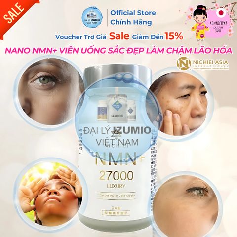 Viên Uống Chống Lão Hóa Da Nichiei NMN+ 27000 Luxury Nhật Bản - Hộp 90 Viên Chính Hãng, Hỗ Trợ Đẹp Da và Ngăn Ngừa Lão Hóa, Freeship & Voucher 15%