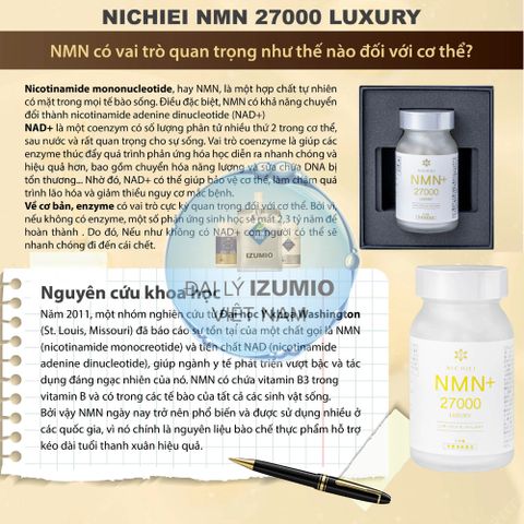 Viên Uống Chống Lão Hóa Da Nichiei NMN+ 27000 Luxury Nhật Bản - Hộp 90 Viên Chính Hãng, Hỗ Trợ Đẹp Da và Ngăn Ngừa Lão Hóa, Freeship & Voucher 15%