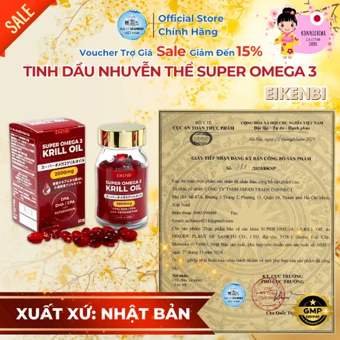 Viên Uống Dầu Nhuyễn Thể Super Omega 3 Krill Oil Eikenbi - Hỗ Trợ Tim Mạch, Tăng Cường Sức Khỏe, Chính Hãng Nhật Bản