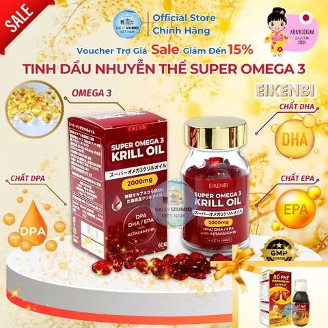 Viên Uống Dầu Nhuyễn Thể Super Omega 3 Krill Oil Eikenbi - Hỗ Trợ Tim Mạch, Tăng Cường Sức Khỏe, Chính Hãng Nhật Bản