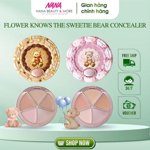Bảng Che Khuyết Điểm Flower Knows The Sweetie Bear Collection 4 Màu 6.4g - Kem Che Phủ Hoàn Hảo Cho Mọi Loại Da