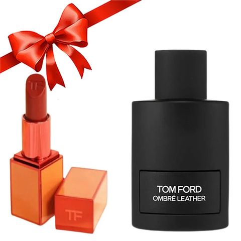 Combo Tom Ford Cao Cấp - Nước Hoa Ombré Leather EDP 100ml & Son TF 16 Đỏ Thuần, Quà Tặng Sang Trọng Cho Phái Đẹp