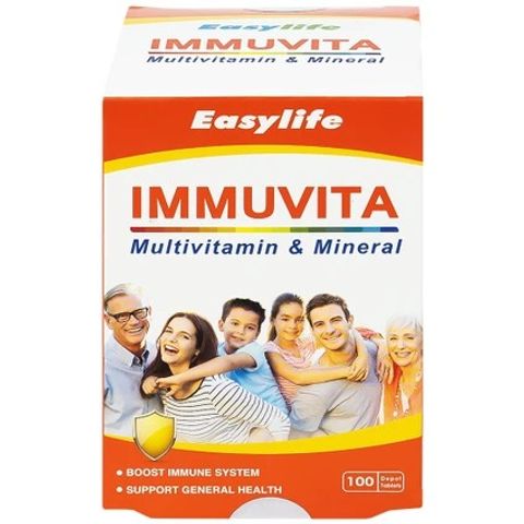 Viên Uống Bổ Sung Vitamin & Khoáng Chất Immuvita Easylife (100 Viên) - Tăng Cường Sức Khỏe, Hỗ Trợ Hệ Miễn Dịch cho Người Trưởng Thành